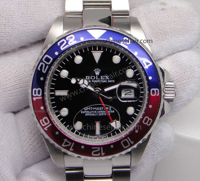 Rolex GMT Master II Upgraded Stainless Steel Red & Blue Watch